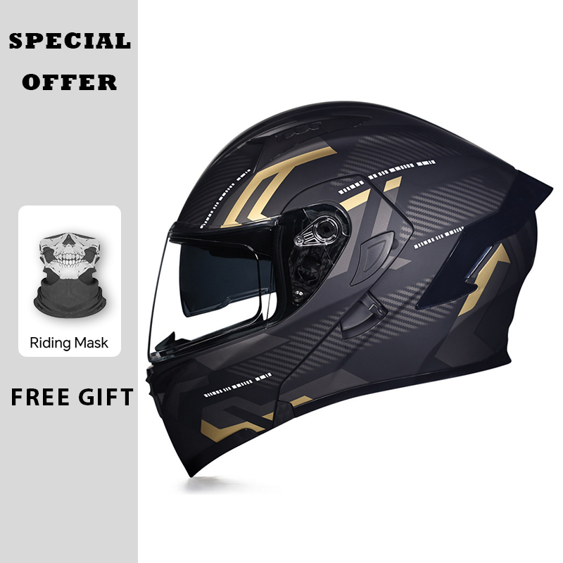 Dual Visor Motorcycle Racing Helmet - Casco abatible hacia arriba de motocicleta