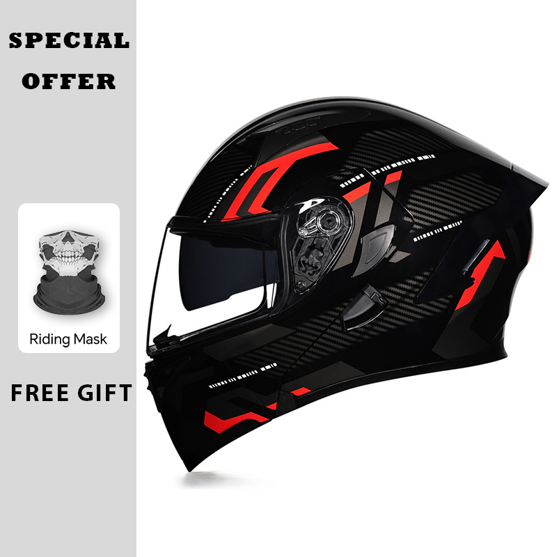 Casco abatible hacia arriba de - Dual Visor Motorcycle Racing Helmet reseña y precio