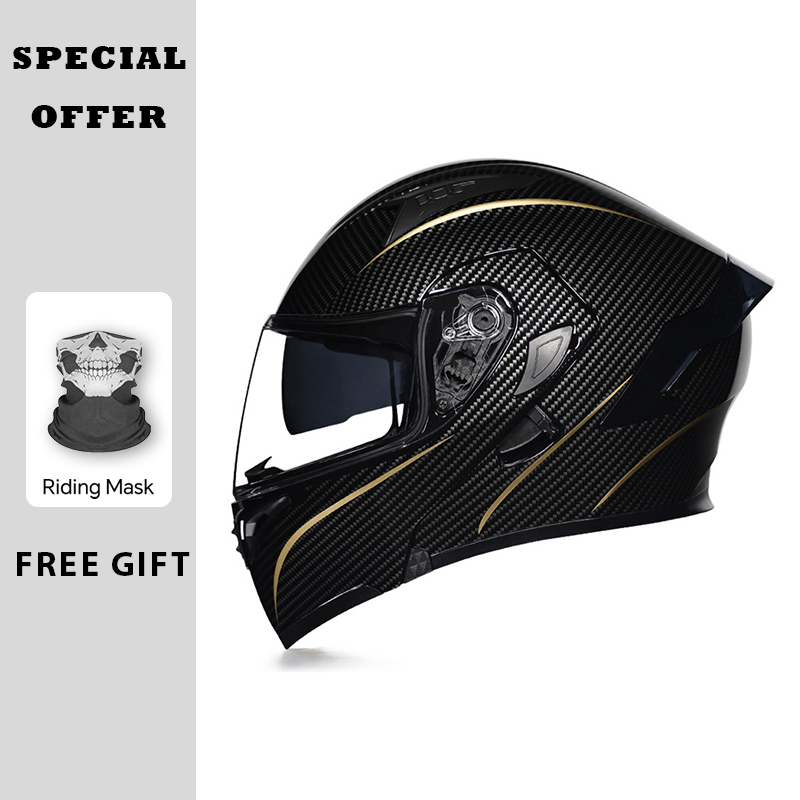 Casco abatible hacia arriba de - Dual Visor Motorcycle Racing Helmet reseña y precio