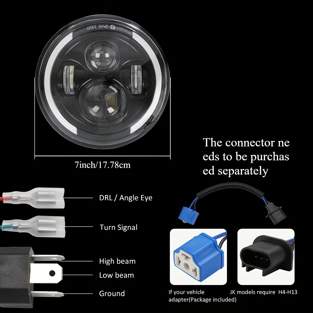 Faro LED de 50W y 7 pulgadas ( - Universal Motorcycle Led Headlight Projector reseña y precio
